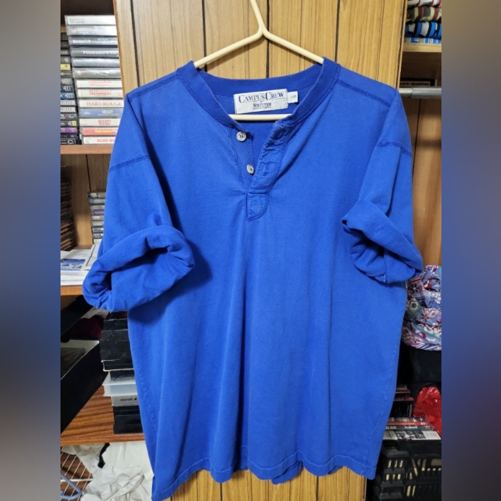 Vintage Campus Crew Short Sleeve Henley Shirt